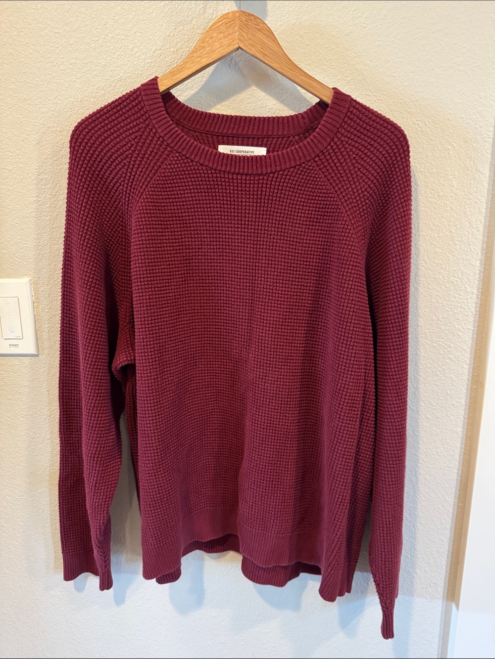 Textured Crewneck Sweater in Deep Plum